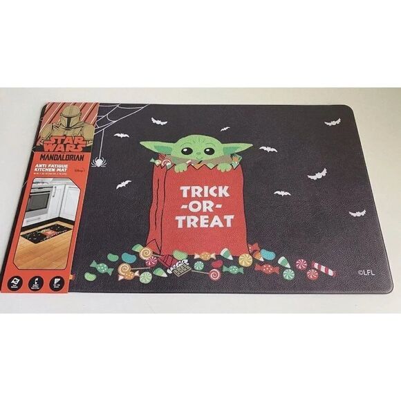 Star Wars Baby Yoda Anti Fatigue Kitchen Mat Grogu Halloween Trick Or Treat NEW - Picture 1 of 11